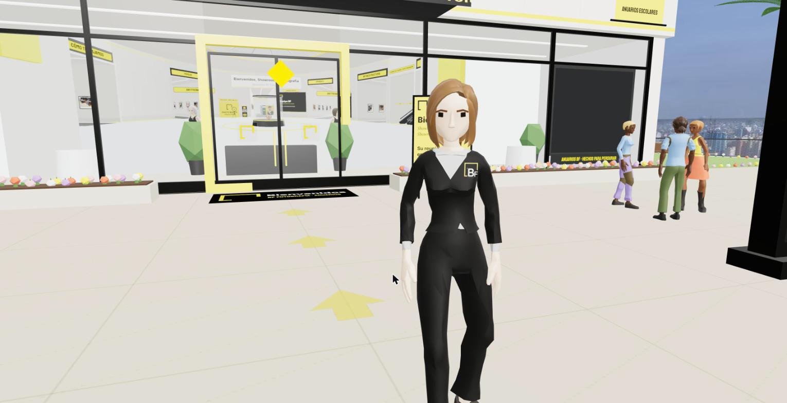 Vanessa, la guía virtual de BF, en la entrada del showroom 3D